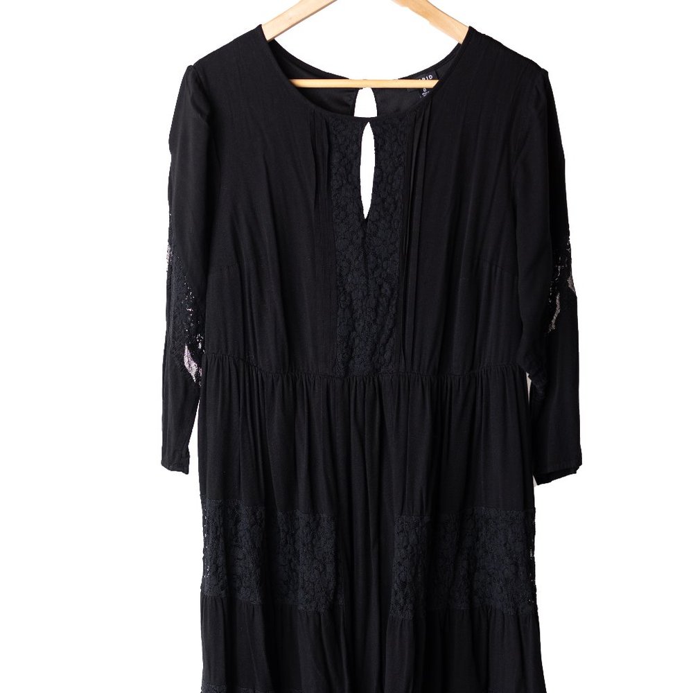 Lace sheer black dress